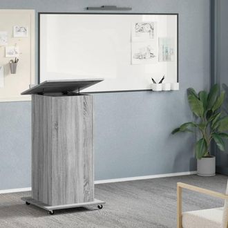 Berkfield Home Lectern with Wheels & Drawer Grey Sonoma 55x55x107 cm Engineered Wood | Size: 55 x 55 x 107 cm