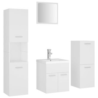 vidaXL Juego De Muebles De Ba&ntilde;o Madera De Ingenier&iacute;a Blanco Vidaxl