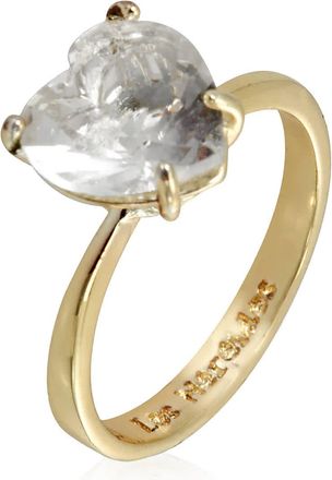 Les N&eacute;r&eacute;ides Ladies Light Gold Crystal Heart Ring, Brand Size 57