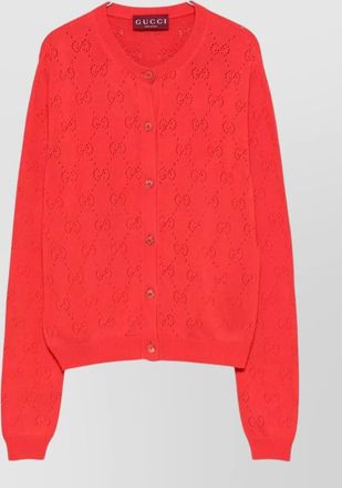 Gucci cotton openwork logo-knit cardigan