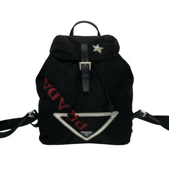 Prada Black Nylon Leather Backpack (Pre-Owned)