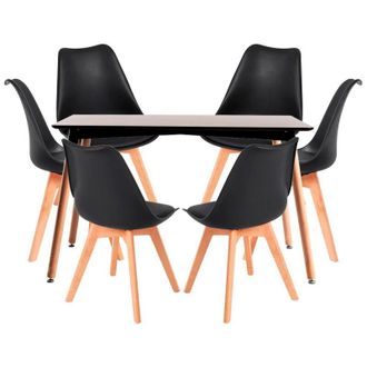 Regalos Miguel Regalos Miguel - Conjuntos De Mesa Y Sillas - Conjunto Mesa Tower Rectangular 120 X 80 Cm Negra Y Pack 6 Sillas Synk Basic - Negro