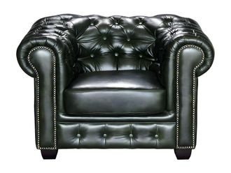 VENTE-UNIQUE.COM Sill&oacute;n cl&aacute;sico piel verde pino