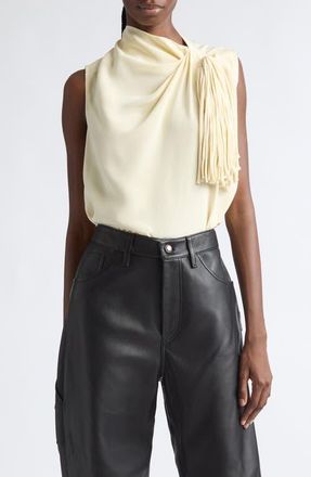 Altuzarra Alden Fringe Silk Top in Macadamia at Nordstrom, Size 36