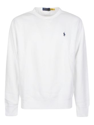 Polo Ralph Lauren White Minimalist Embroidered Cotton-Blend Sweatshirt