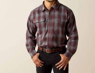 Ariat Rebar Heavy Flannel Work Snap Shirt In Charcoal