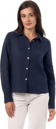 Equipment Long Sleeve Linen Shirt in Marine at Nordstrom, Size Medium