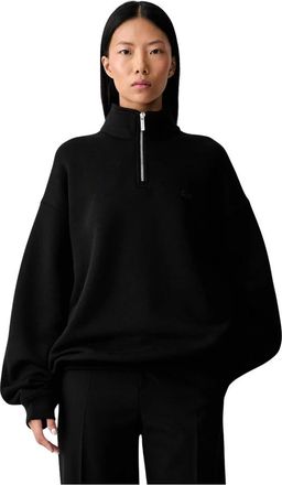 Lacoste Felpa con zip e collo alto in pile pesante - - Sweatshirts & Hoodies - Donna - Nero - XS