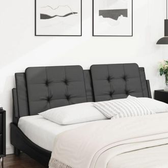 vidaXL Cabecero De Cama Acolchado Cuero Sint&eacute;tico Negro 160 Cm Vidaxl