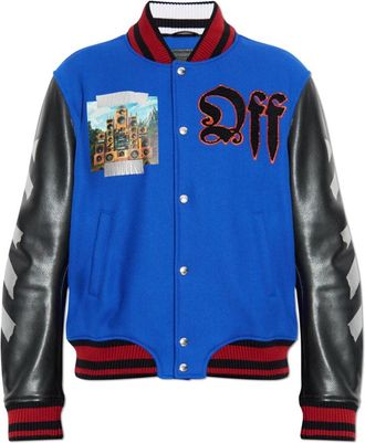 Off-white Jas Met Gecombineerde Materialen - Heren - Bomber jackets - Blauw - M - Wol - Jassen