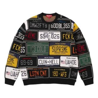 SUPREME SS26 License Plate Sweater Black SUP-SS26-181-BLK
