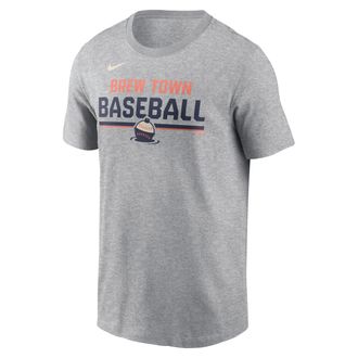 Nike Milwaukee Brewers Stacked City Connect Nike Mens MLB T-Shirt in Grey | N19906GMZB-YNQ