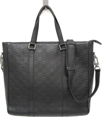 Louis Vuitton Tadao Damier Infini Leather Black Leather Handbag (Pre-Owned)