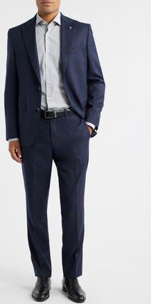 Jack Victor Esprit Navy Deco Plaid Wool Suit at Nordstrom, Size 42Regular