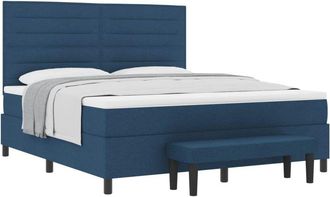 vidaXL Box Spring Bed with Mattress Blue 180 x 200 cm Fabric vidaXL