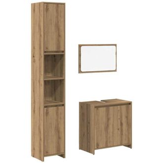 vidaXL Juego De Muebles Ba&ntilde;o 3 Piezas Madera Ingenier&iacute;a Roble Artisan Vidaxl