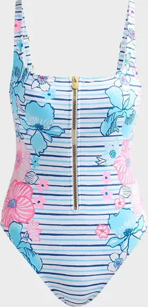 Lilly Pulitzer Emil Printed Zip-Up One-Piece Swimsuit