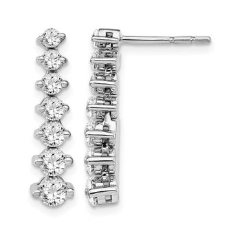 Diamond2Deal 14K White Gold 1 1/2 ct Lab Grown Diamond Graduating Drop Dangle Earrings VS Clarity, G-H Color