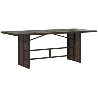 vidaXL Mesa De Jard&iacute;n Superficie Vidrio Rat&aacute;n Pe Marr&oacute;n 190x80x75 Cm Vidaxl