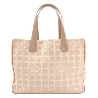 Chanel New Travel Line Beige Jacquard Tote Bag (Pre-Owned)