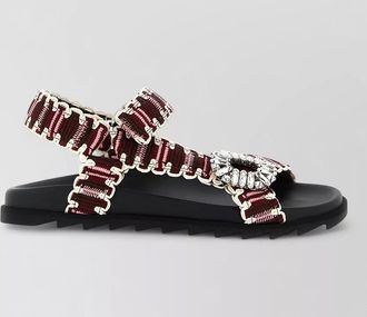 Roger Vivier slidy trek sandals open toe textured strap