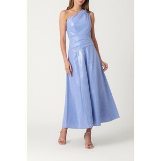 Shoshanna Midnight Sequin Pinstripe Nikki Dress in French Blue/optic at Nordstrom, Size 10