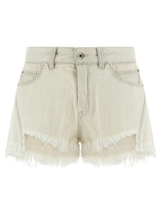 Rick Owens White Bias Cutoffs Shorts