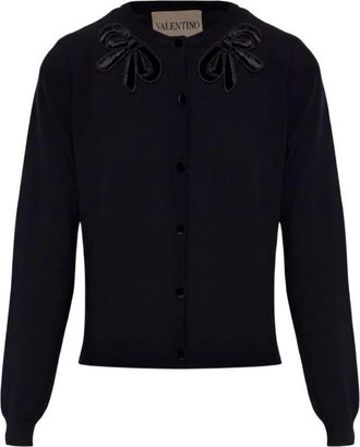 Valentino Cardigan met Versierde Knopen - Dames - Vesten - Zwart - S - Wol - Truien & Vesten