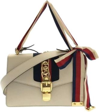 Gucci Pre-owned Shoulder Bags, female, White, Size: ONE SIZE Pre-owned Sylvie Leather Shoulder Bag