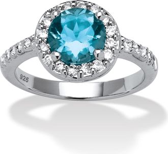 Palm Beach Jewelry Simulated Birthstone and CZ.925 Silver Ring