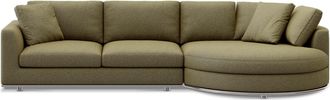 Castlery Hamilton Round Chaise Sectional Sofa Right Facing Customized, Performance Boucle Moss, Spill Resistant, Removable Covers for Castlery