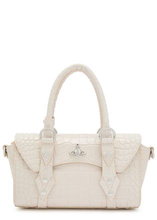 Vivienne Westwood Bettina Mini Crocodile-effect Leather Cross-body bag - White - One Size