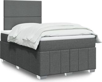 vidaXL Cama Box Spring Con Colch&oacute;n Tela Gris Oscuro 120x190 Cm Vidaxl