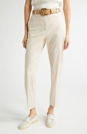 Eleventy Slim Fit Stripe Stretch Virgin Wool Blend Pants in Sand at Nordstrom, Size 4 Us