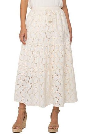 Liverpool L.A. Tiered Cotton Eyelet Maxi Skirt in Vanilla Eyelet at Nordstrom Rack, Size X-Large