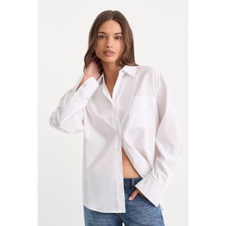 Good American Womens The Poplin Easy Shirt | White, Size Medium | Good American by Khlo&Egrave; Kardashian