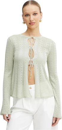 Twinset Dubbelzijdig vest met veters - Dames - Vesten - Groen - S - Polyester - Truien & Vesten
