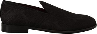 Dolce & Gabbana Zwarte Bloemen Brokaat Slippers Loafers Schoenen - Heren - Loafers - Zwart - 39 EU - Schoenen