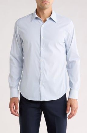 Bonobos Long Sleeve Slim Fit Button Front Performance Shirt in Dusty Blue Geo at Nordstrom Rack, Size Xx-Large