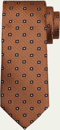 Ermenegildo Zegna Mens Geometric Jacquard Silk Tie