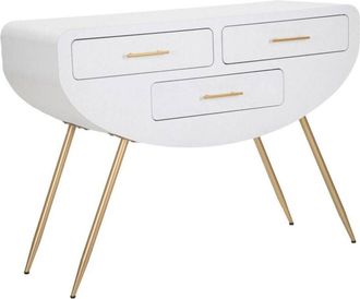 Dmora Consola Tomato, Mesa Multiusos, Gabinete De Soporte, Escritorio De Pasillo, 110x40 H80 Cm, Blanco Y Oro - Dmora