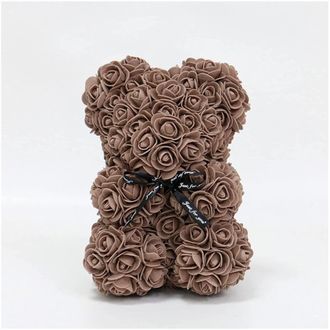 Trade Shop Trade Shop - Rosas Oso De Peluche Con 40 Cm Flores Artificiales En Caja De Regalo - Brown