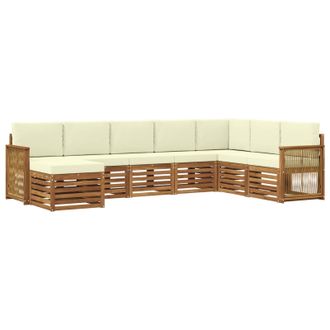 vidaXL Conjunto De Sof&aacute;s De Exterior Con Coj&iacute;n 6 Pcs Natural Y Crema Vidaxl