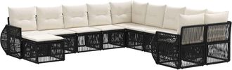 vidaXL Conjunto De Sof&aacute;s De Jard&iacute;n 11 Uds. Negro Rat&aacute;n Sint&eacute;tico Vidaxl