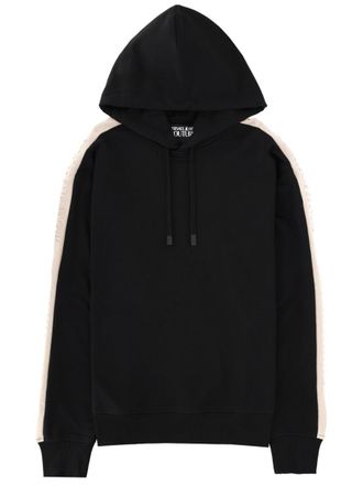 Versace Jeans Couture Black Sleeve Stripes Cotton Hoodie