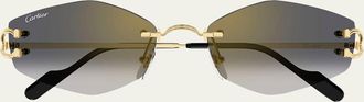 Cartier Decor Classic C de Cartier 56mm Rimless Geometric Metal Sunglasses