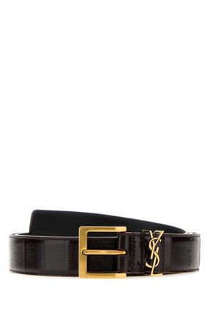 Saint Laurent Brown Logo Buckle Belt