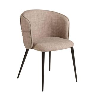 Angel Cerd&aacute; Dining Chair, Brown Fabric, Matte Black Steel Legs in Light Tan
