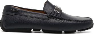 Bally logo-plaque round-toe loafers - men - Calf Leather/Rubber/Calf Leather - 42 Wide - Black