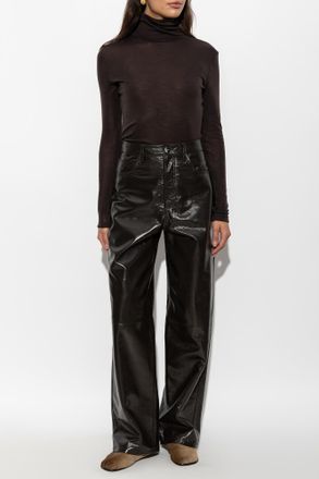 R&oacute;he Leather Trousers, Womens, Green
